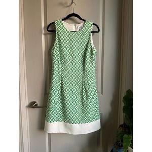 Green and White Sleeveless Mini Dress